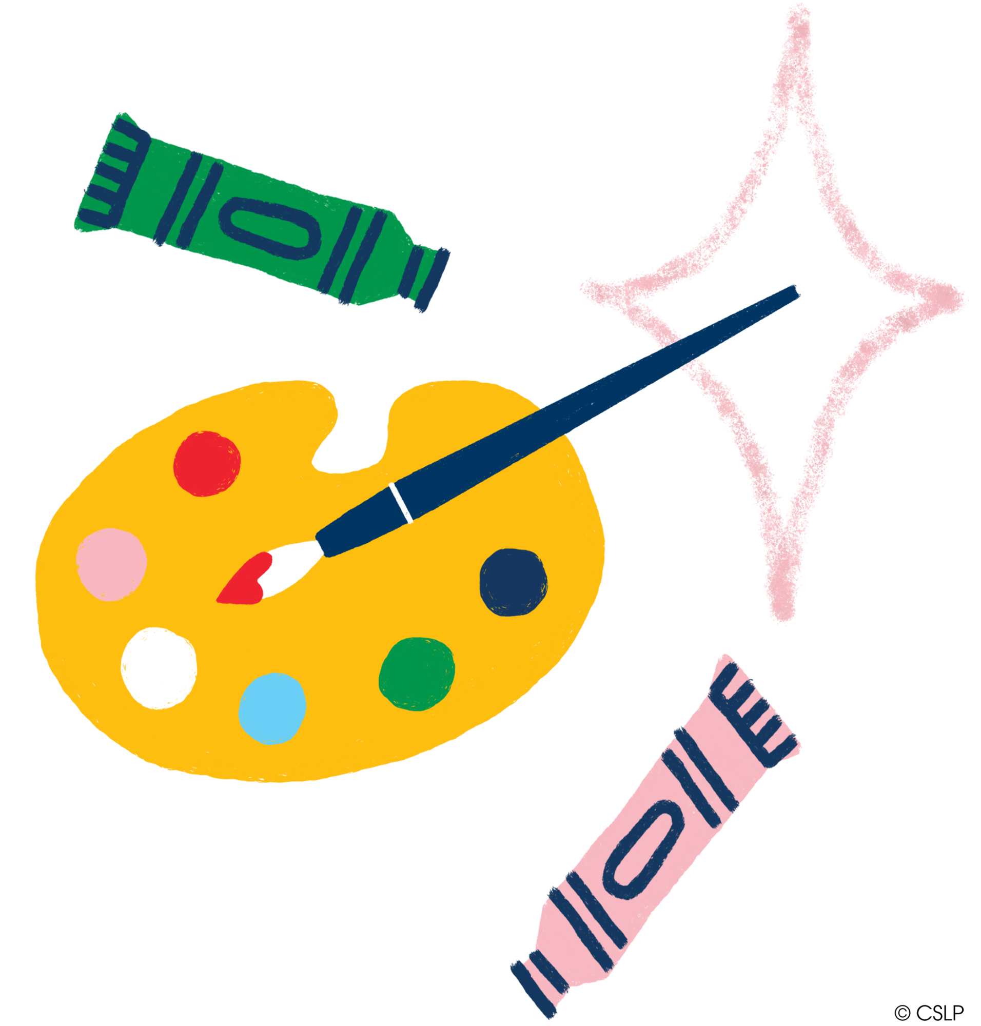 paint tubes and palette