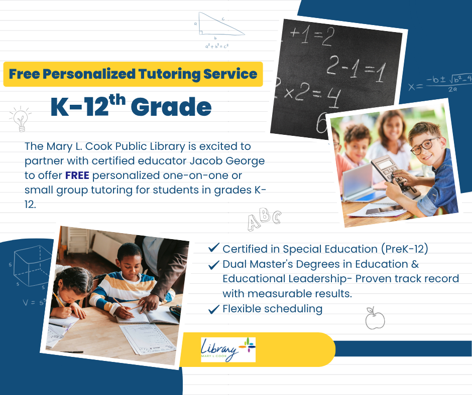 image of tutoring information and stock photos of kids studying