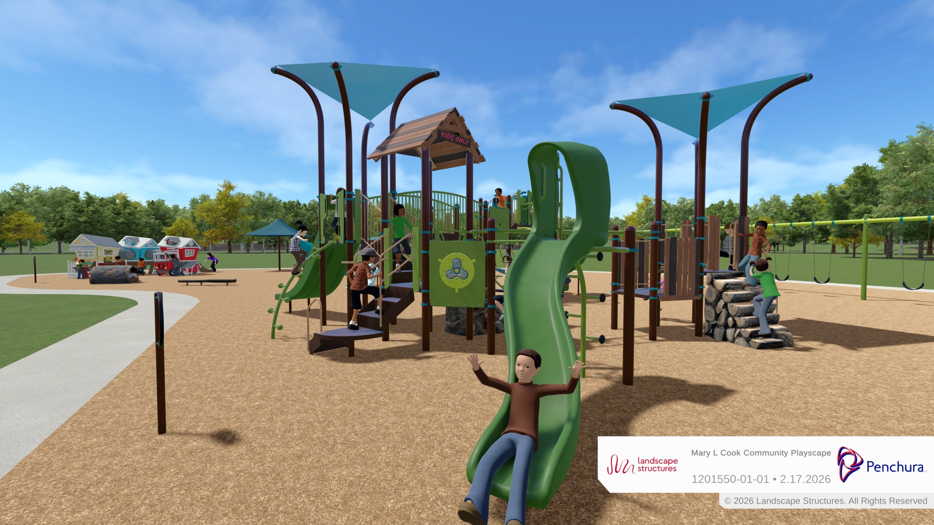 playground equipment 3D rendering