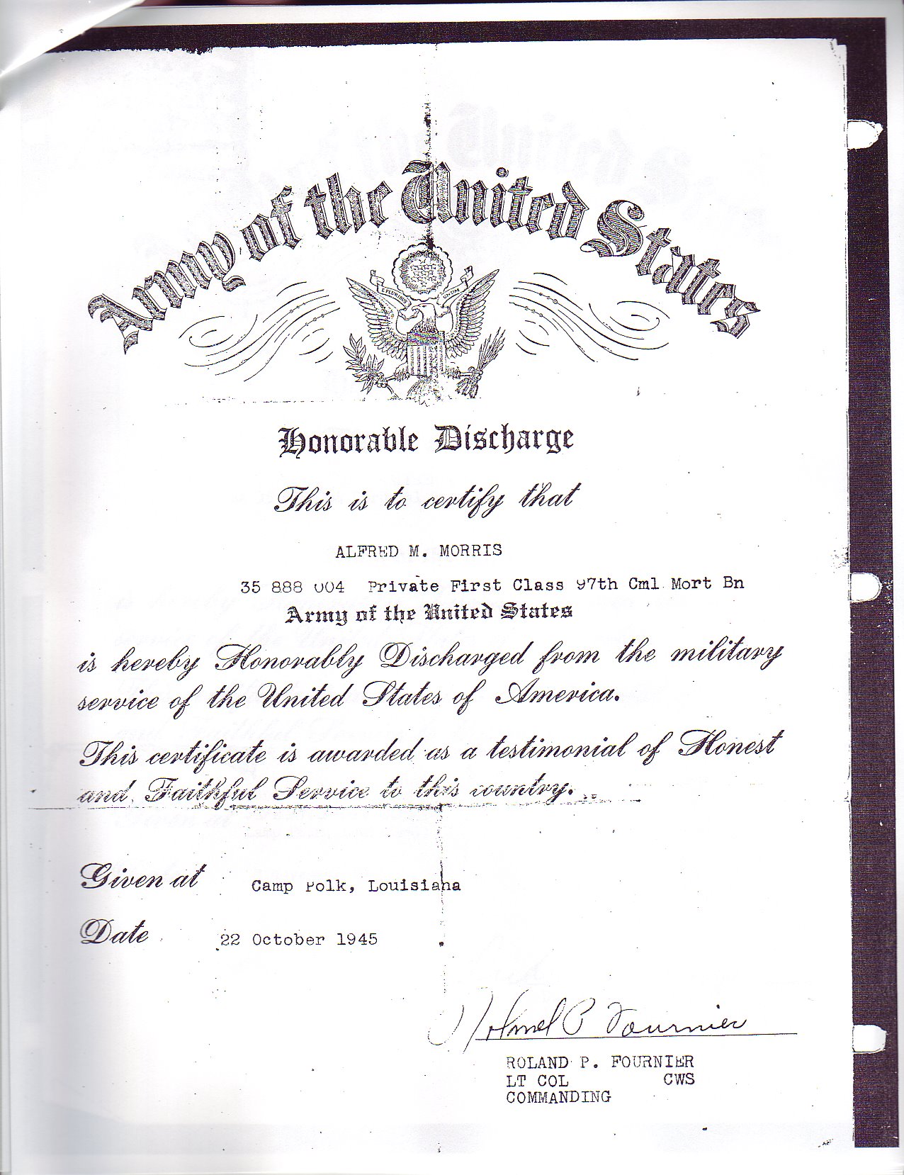 honorable discharge certificate