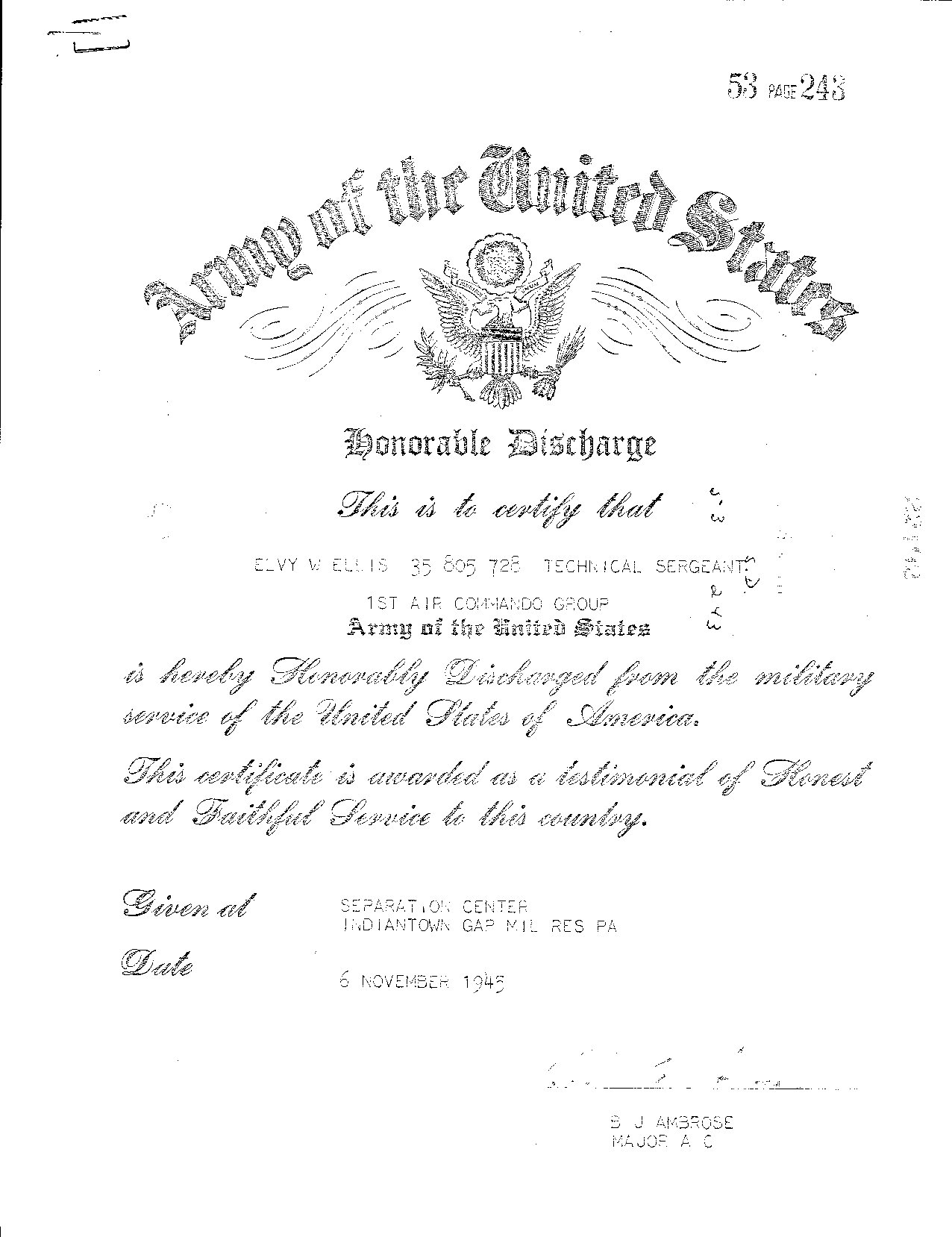 Discharge certificate