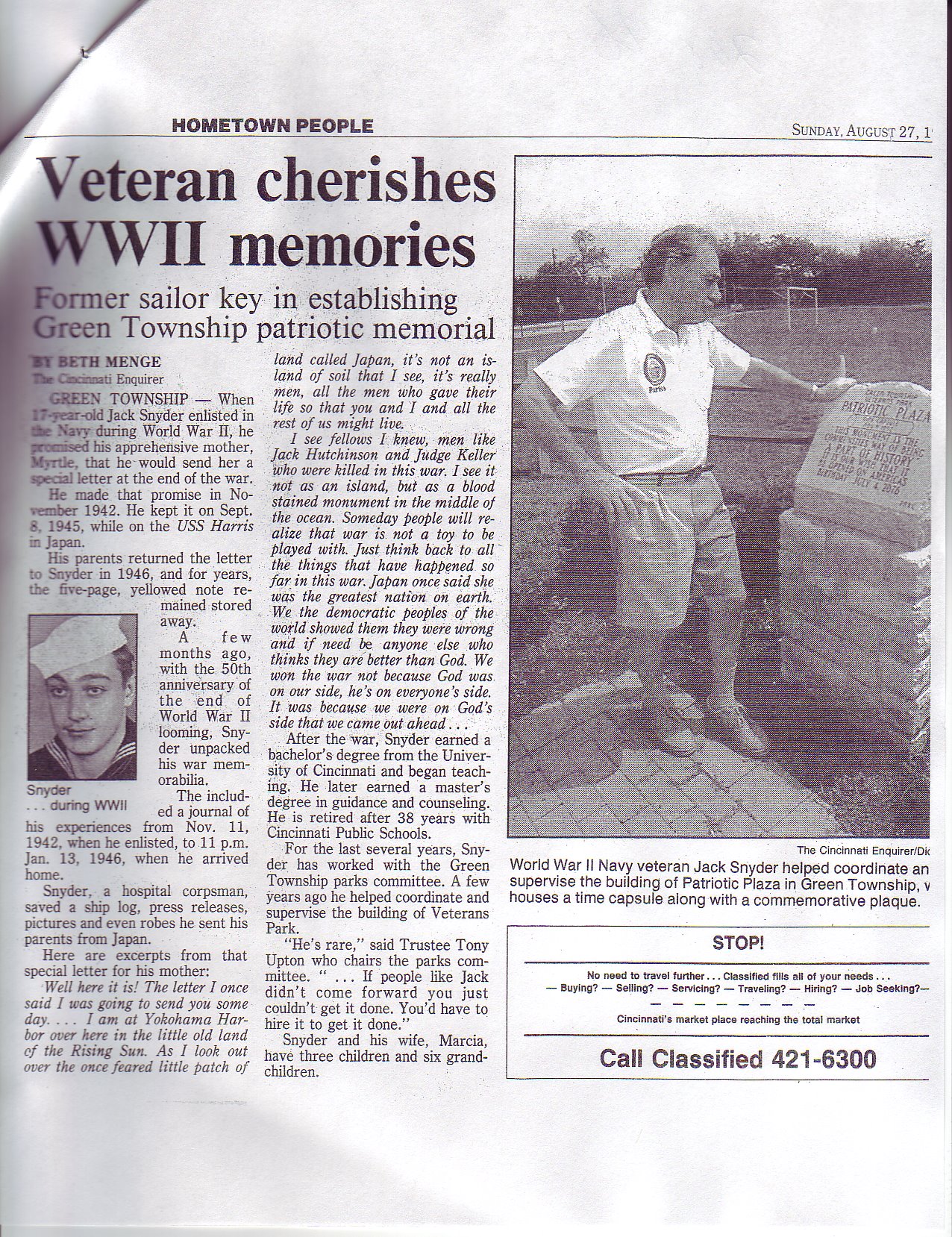 Cincinnati Enquirer article about Jack