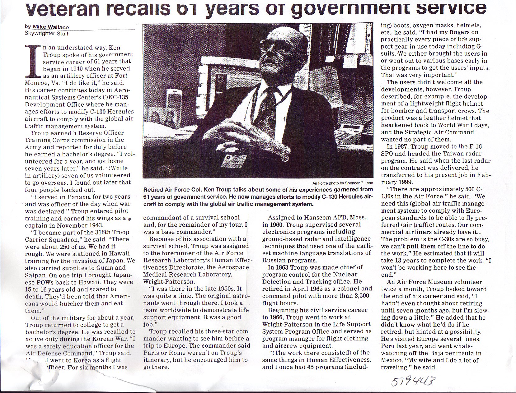 newspaper article of Kenneth