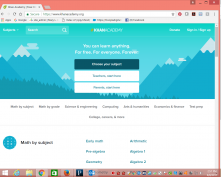 Khan Academy Website page