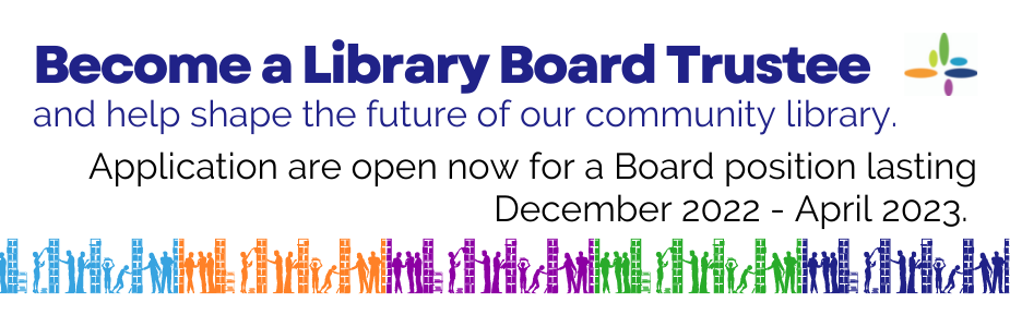 Become a Library Board Trustee and help shape the future of our community's library! The Mary L. Cook Public Library Board of Trustees is seeking applications to fill a Board position opening December 2022 and running through April 2023. 
