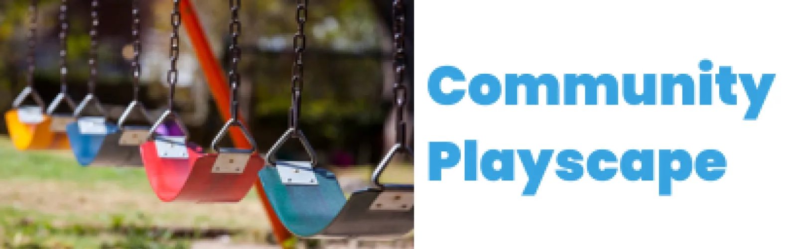 Community Playscape. Close up of a swing set.